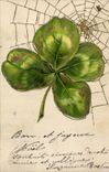 CPA Fantaisie Fleurs Trefle Toile d'araignee 