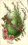 CPA Fantaisie Fleurs Oeuf Paques 