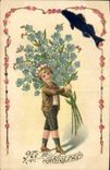CPA Fantaisie Fleurs Enfant Poisson 