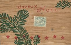 Vintage Postcard Fantasy (out of wood) Merry Christmas