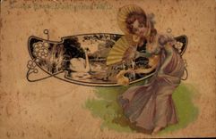 Postal Fantasia Mujer Cisne (tarjeta en madera)