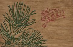 CPA Fantaisie Noel (carte en bois) 