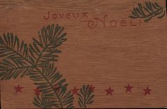 CPA Fantaisie Noel (carte en bois)