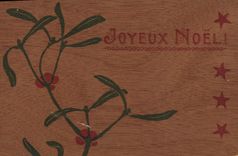 CPA Fantaisie Noel (carte en bois) 
