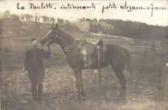 CARTE PHOTO Cheval Equitation Hippisme La Poulette Alezane 7 ans Militaria 