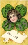Vintage Postcard Fantasy Flowers Clover Child Year 1905