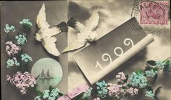 Vintage Postcard Fantasy Flowers Year 1909