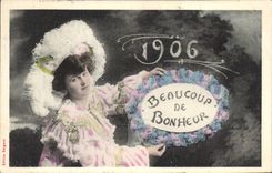 Vintage Postcard Fantasy Flowers Year 1906 Woman