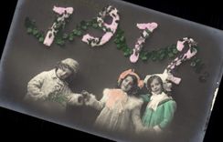 CPA Fantaisie Fleurs Annee 1912 Enfants 