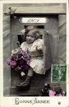 CPA Fantaisie Fleurs Annee 1909 Enfant 