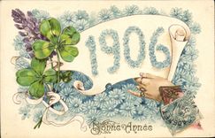 CPA Fantaisie Fleurs Trefles Annee 1906 