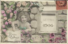 Vintage Postcard Fantasy Flowers Year 1906 Child