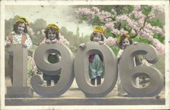 CPA Fantaisie Fleurs Annee 1906 Enfants 
