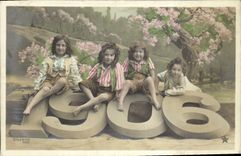 CPA Fantaisie Fleurs Annee 1906 Enfants 
