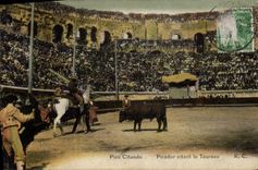 CPA Corrida Course de taureaux Picador citant le taureau 