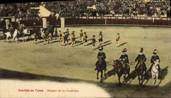 Postal Corrida Curso de toros Despejo de cansancio cuadrillas