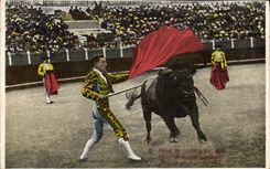 Postal Corrida Corrida de toros Paso de muleta por alto