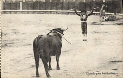 Postal Corrida Corrida de toros Citando previo banderillas
