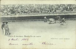CPA Corrida Course de taureaux Banderilles au cuarto 