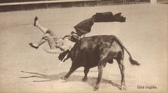 Postal Corrida Corrida de toros Una cogida