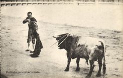 CPA Corrida Course de taureaux Perfilado para entrar a matar 