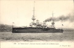 CPA Bateau de Guerre Le Saint Louis Cuirasse amiral escadre de la Mediterranee 