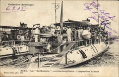 Vintage Postcard Warship the Blowpipe Against Inspection destroyer has edge