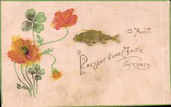 CPA Fantaisie Fleurs Poisson 1er Avril 