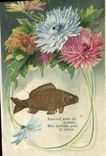 CPA Fantaisie Fleurs Poisson 