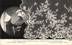 CPA Dentelle Dentelliere Point d'Argentan Ecole dentelliere d'Argentan Normandie 