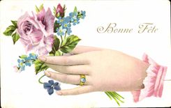 CPA Fantaisie Fleurs Main 