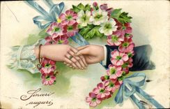 CPA Fantaisie Fleurs Main 