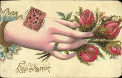 CPA Fantaisie Fleurs Main 