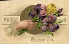 CPA Fantaisie Fleurs Main 