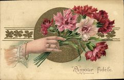 CPA Fantaisie Fleurs Main 