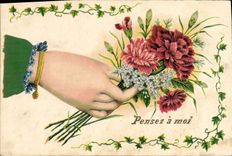 CPA Fantaisie Fleurs Main 