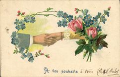 CPA Fantaisie Fleurs Main 