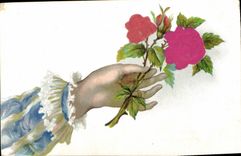 CPA Fantaisie Fleurs Main 