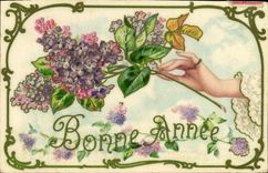 CPA Fantaisie Fleurs Main 