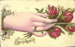 CPA Fantaisie Fleurs Main 