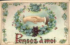 CPA Fantaisie Fleurs Main 