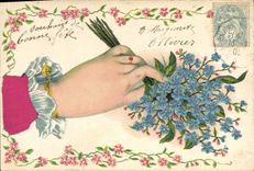 CPA Fantaisie Fleurs Main 