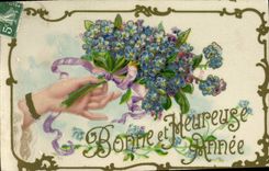 CPA Fantaisie Fleurs Main 