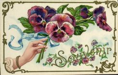 CPA Fantaisie Fleurs Main 