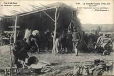 Vintage Postcard Horse Horsemanship Equestrian sports Stable improvised by our Militaria artillerists