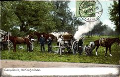 CPA Cheval Equitation Hippisme Cavallerie Hufschmiede Forgeron Marechal Ferrant Militaria 