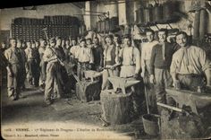 Vintage Postcard Horse Horsemanship Vienna Equestrian sports 17th regiment of Dragons the workshop of Militaria blacksmith's trade