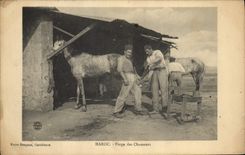 CPA Cheval Equitation Hippisme Maroc Forge des chasseurs Militaria TOP 