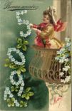 Vintage Postcard Fantasy Flowers Year 1905 Child