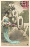 CPA Fantaisie Fleurs Annee 1907 Femme 